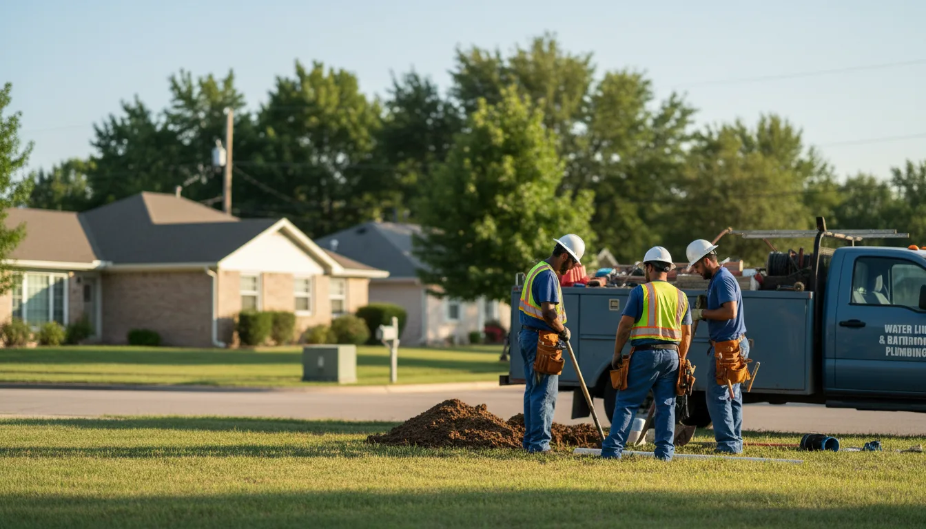 Residential water line and bathroom plumbing service in Cromwell, OK